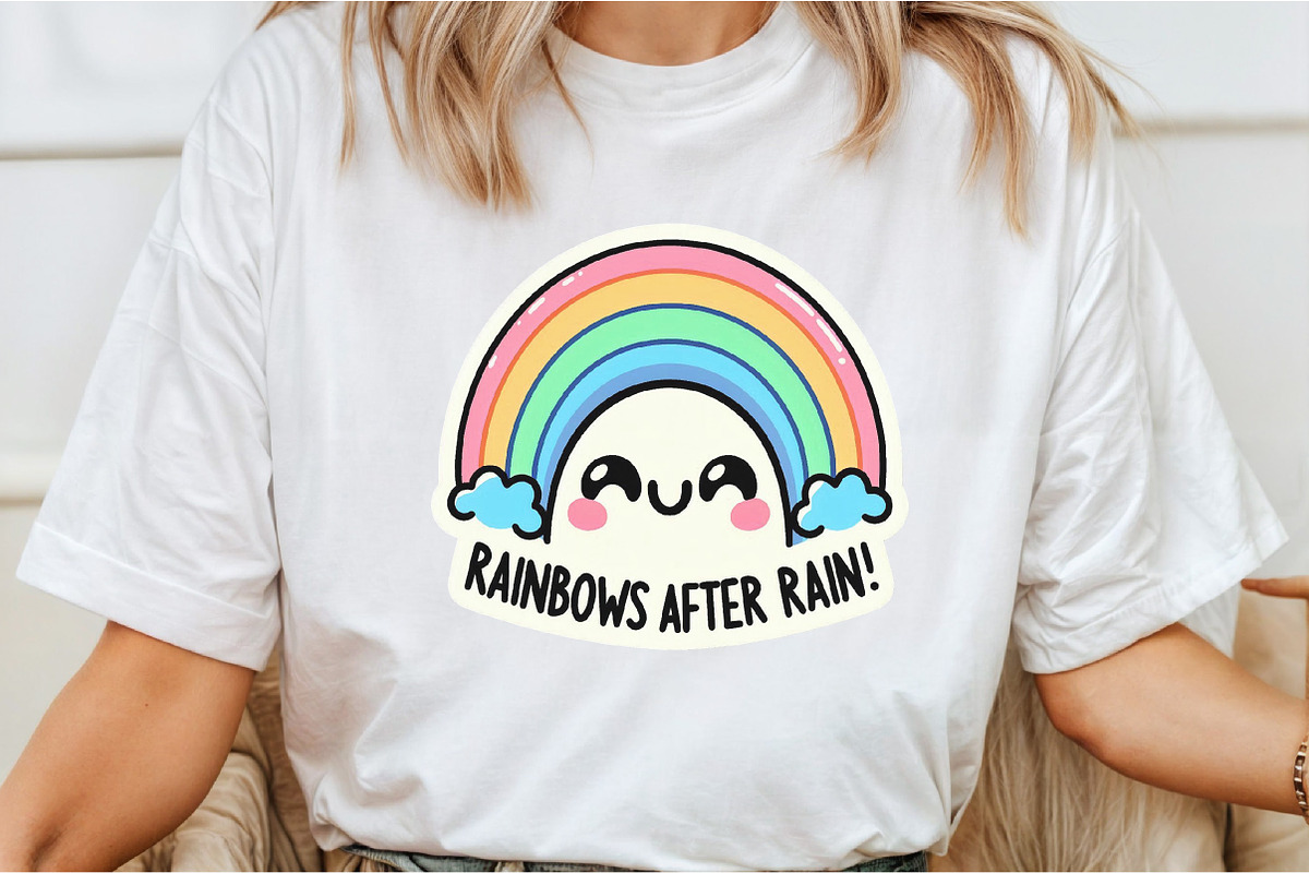 Funny,Rainbows After Rain Sticker PN, an Illustration by DreamCafeArt (Photo 3 of 7)