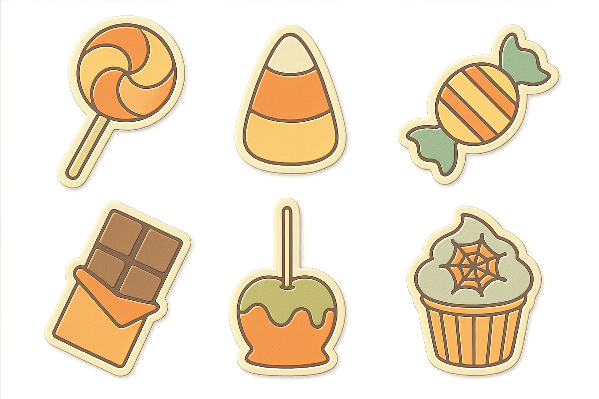 Halloween candy illustrations with v, an Illustration by Dvoevnore photos