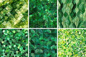 Green Shimmers Seamless Patterns