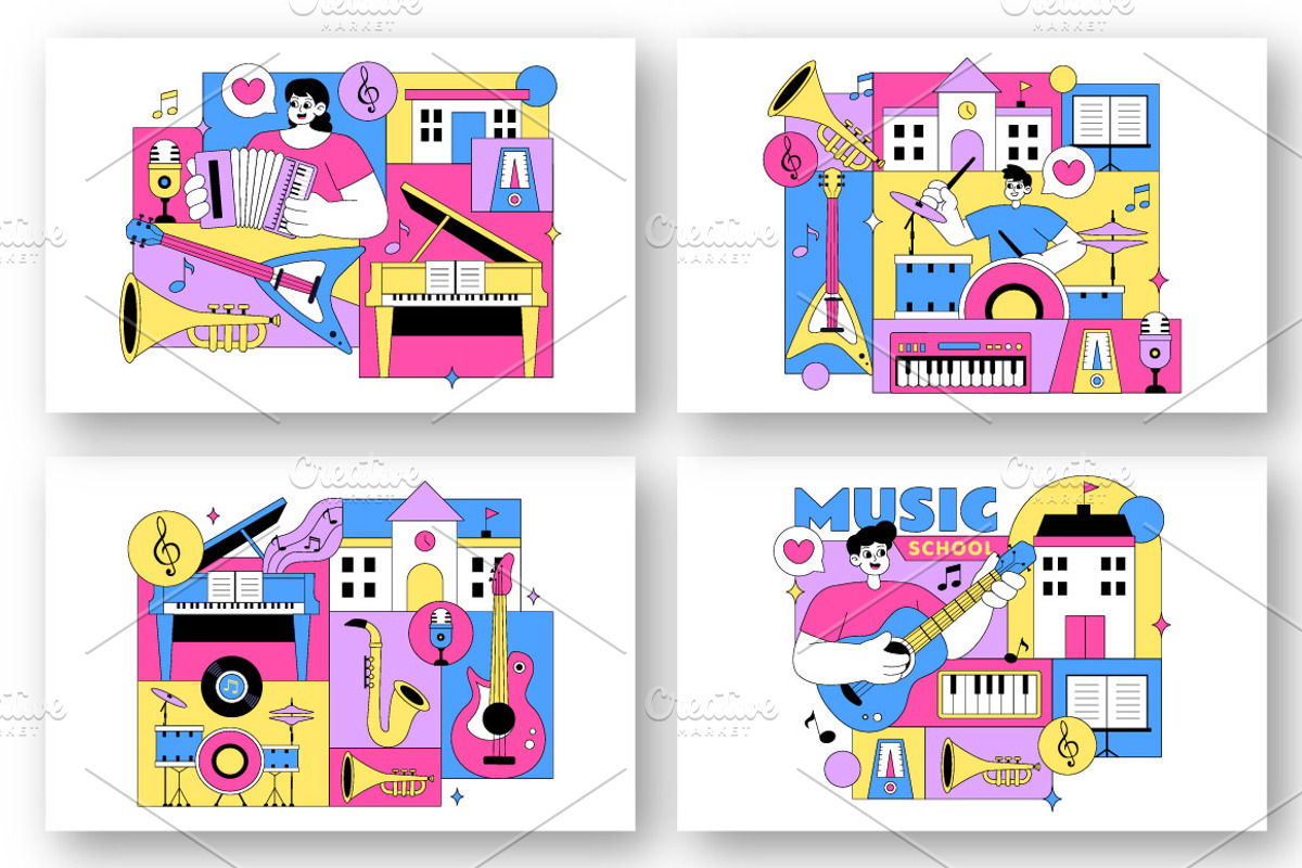 10 Music School Illustration, a Person Illustration by denayunebgt (Photo 2 of 4)
