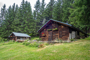 Traditional wooden chalet in forest Contamines Montjoie, France, an Architecture Photo by GoodGoods