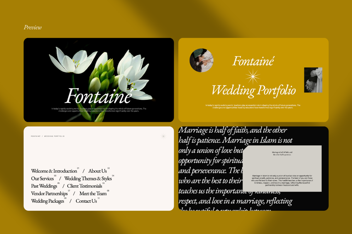 Fontaine Wedding Portfolio Powerpoin, a Presentation Template by Unich Design Bureau (Photo 5 of 7)