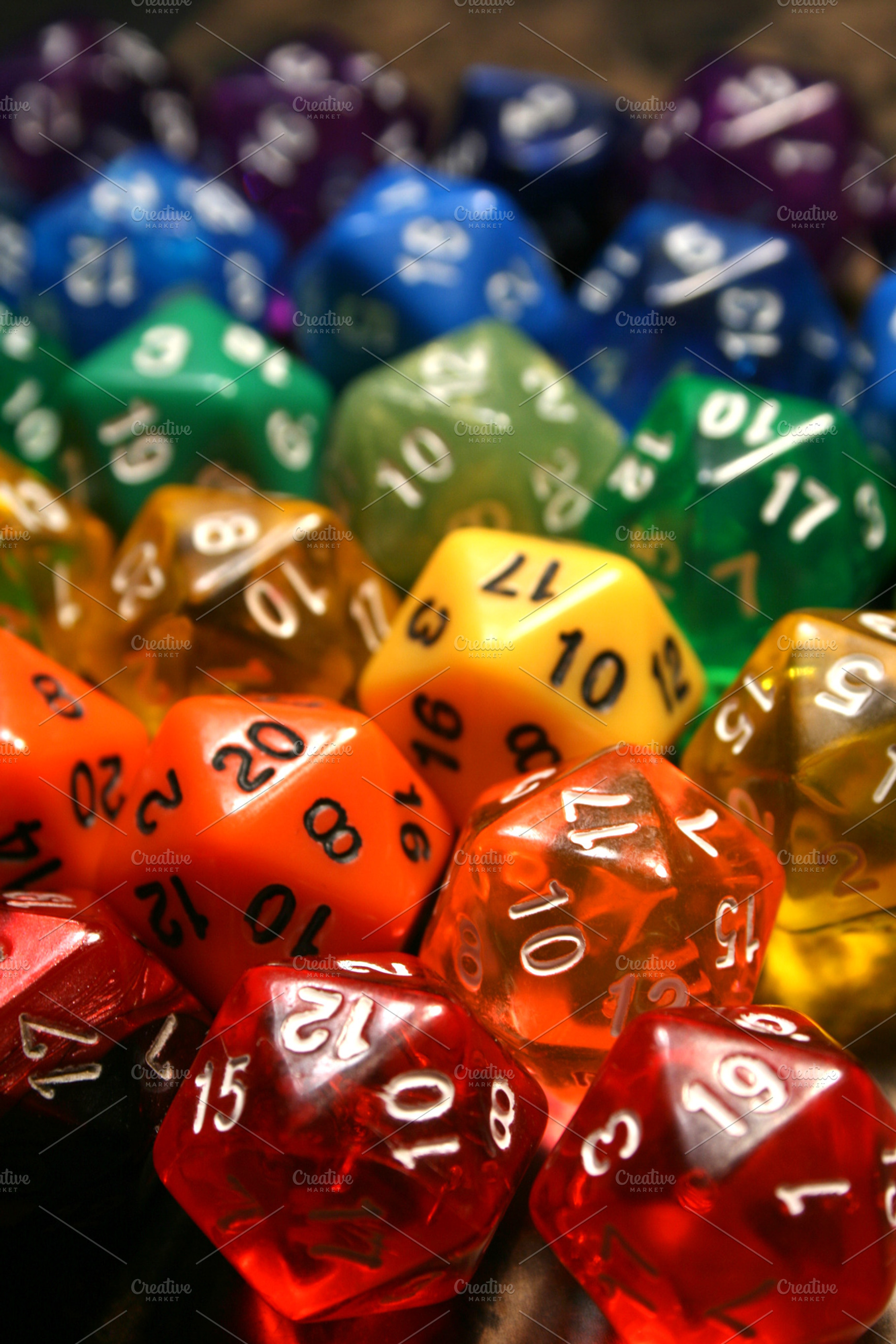 Rainbow D20 Dice, an Arts & Entertainment Photo by MStockPhotography