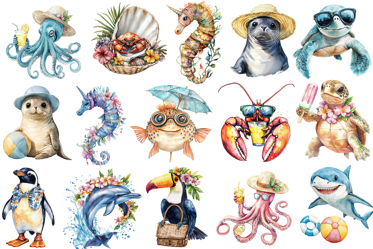 Coastal Summer Animal Png, an Illustration by SinaCreation (Photo 2 of 5)