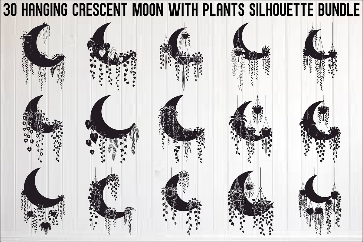 Hanging Moon with Plants Bundle, an Illustration by Designs_River (Photo 1 of 31)