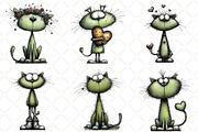 Quirky Valentine Cat Clipart, an Illustration by Black Bird Studio (Thumbnail 5 of 6)