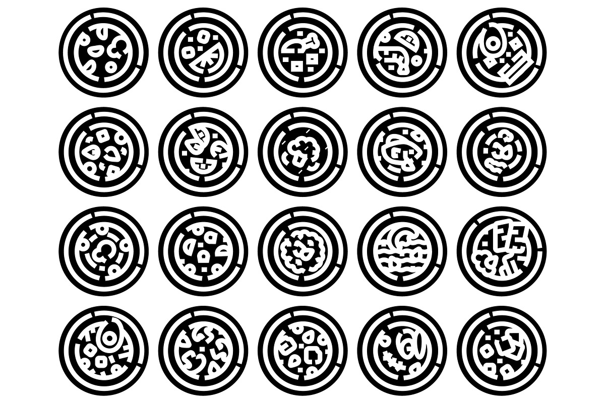 Pizza outline icon set representing, an Object Graphic by pikepicture (Photo 2 of 3)