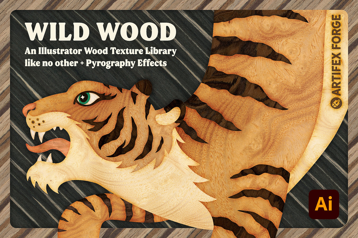Wood Textures & Pyrography Effects, a Layer Style Add-On by The Artifex Forge (Photo 1 of 16)