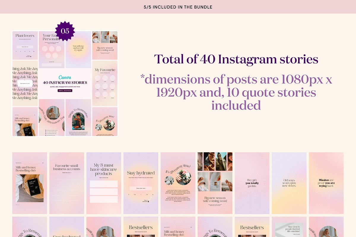 Pink Gradient Instagram Bundle, a Social Media Template by Alice Store (Photo 6 of 10)