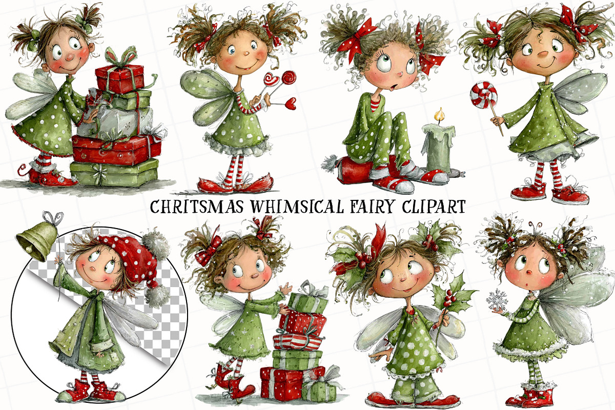 Christmas Whimsical Fairy Clipart, an Illustration by OK Design (Photo 5 of 6)