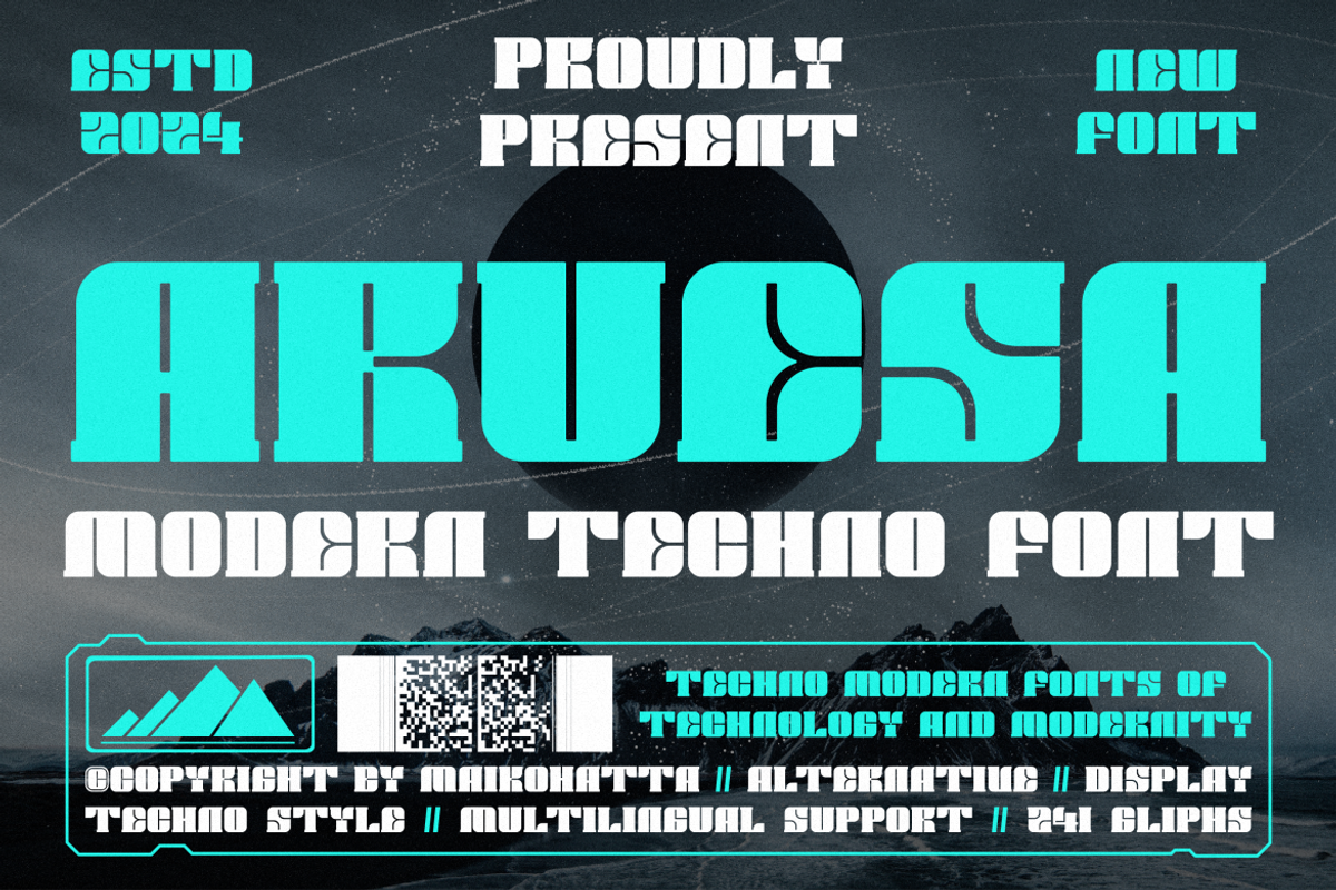 Aruesa - Modern Techno Font, a Serif Font by MaikoHatta (Photo 1 of 8)