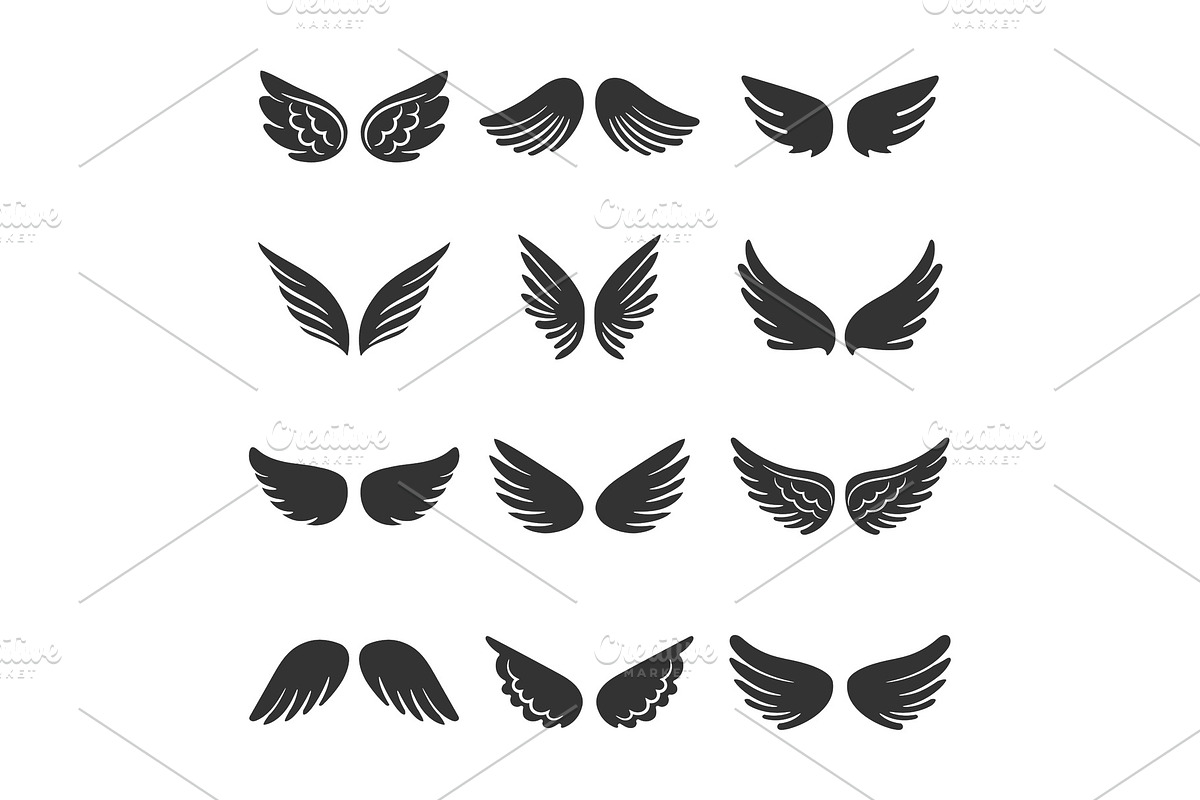 Angels wings silhouettes set, an Animal Illustration by Stock-Smart-Start