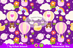 Baby Shower Balloon Ride Seamless, a Background Graphic by K.JackArtwork
