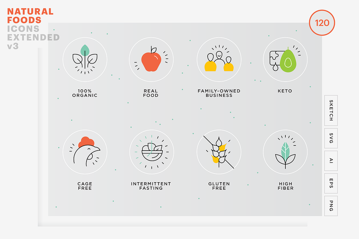 Food value icons package, an Outline Icon by Vineta Rendon (Photo 1 of 12)