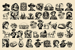 200 Mexican Culture Illustrations