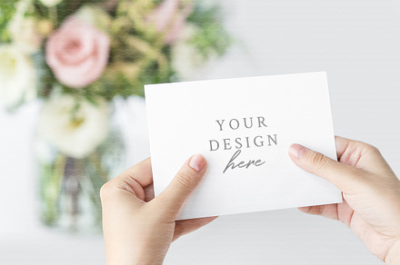 Invitation Card in Hands, a Print Template by Lena Zakharova