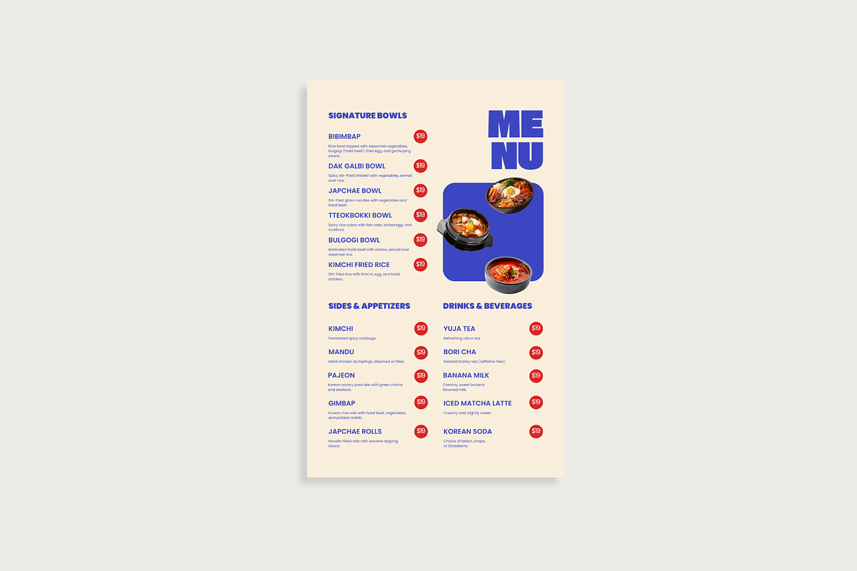 Korean Restaurant Menu Template, a Flyer Template by Soul & Maeum Store (Photo 3 of 3)