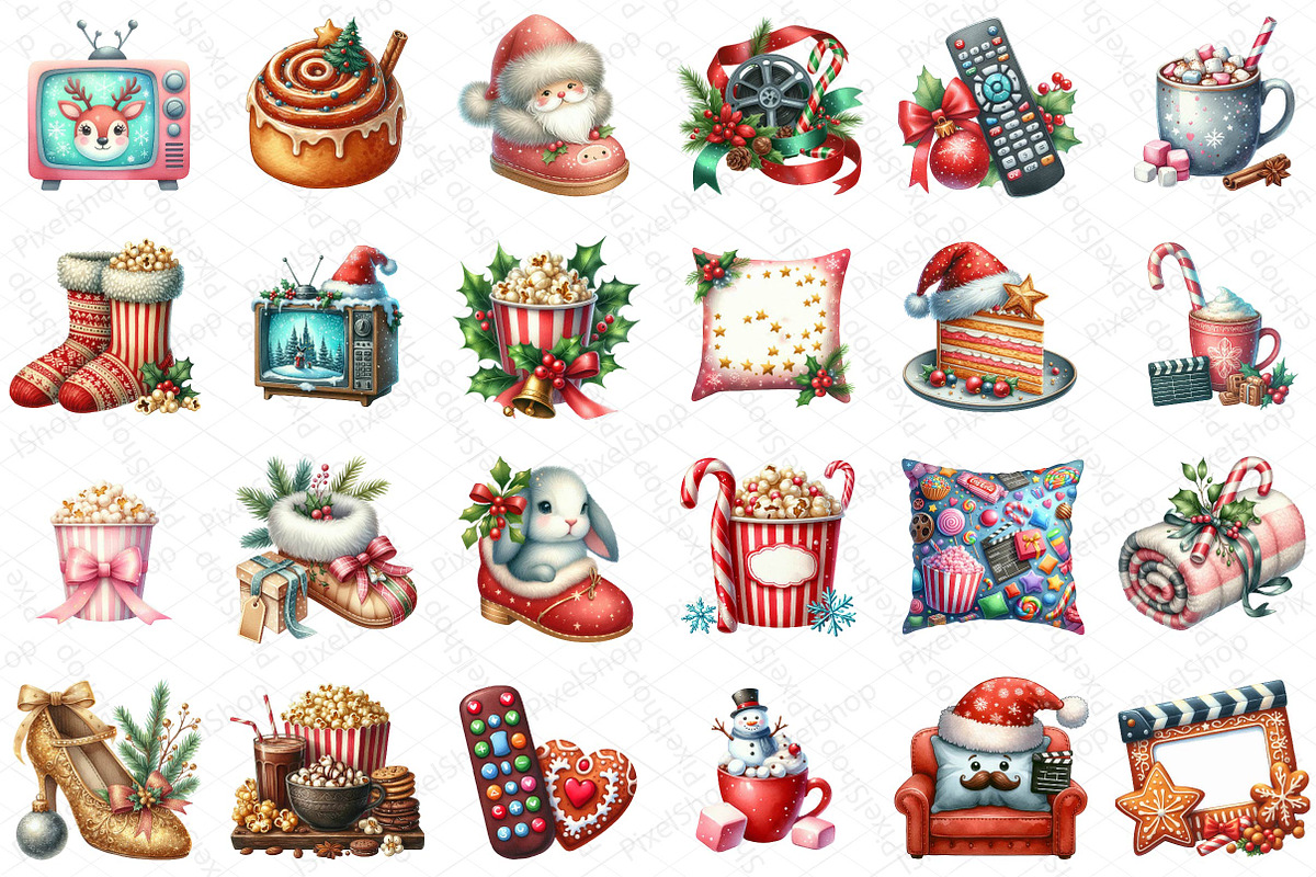 Christmas Movie Night Clipart, an Illustration by DreamPrint404 (Photo 4 of 4)