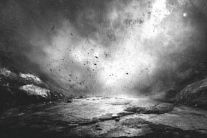 Desolate landscape apocalyptic scene, a Photo by Pixeness Studio