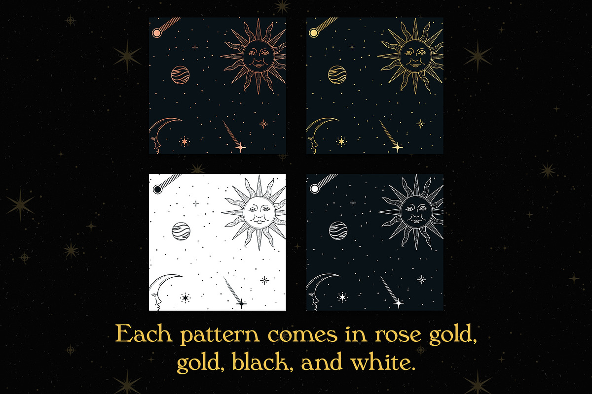 Celestial Seamless Patterns, a Pattern Graphic by Megs Lang (Photo 4 of 10)