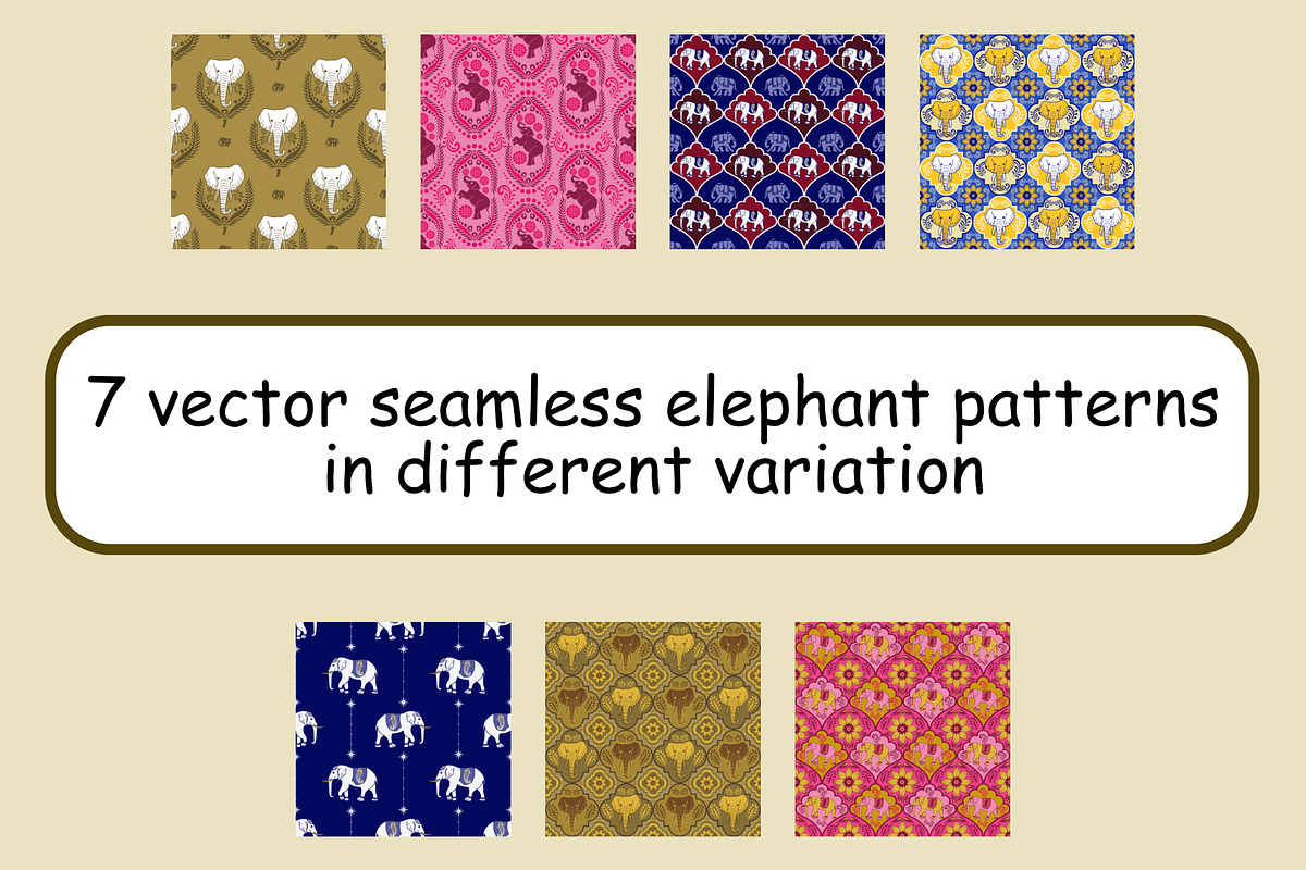Lovely Elephant Patterns, a Pattern Graphic by ThaiByGaew (Photo 2 of 3)