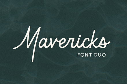 Mavericks + Pelicano, a Script Font by Bruised Goods