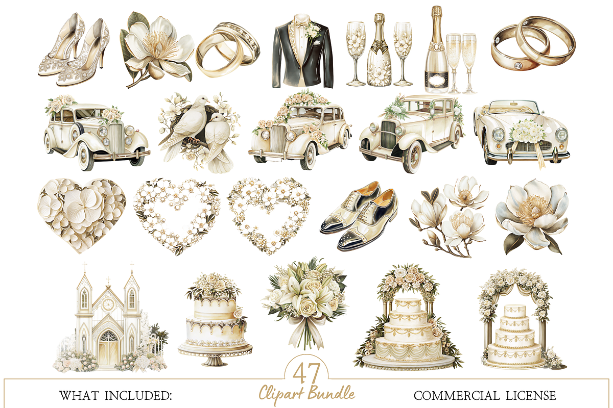 Watercolor Boho Wedding Clipart, an Illustration by MockupWizard (Photo 2 of 6)