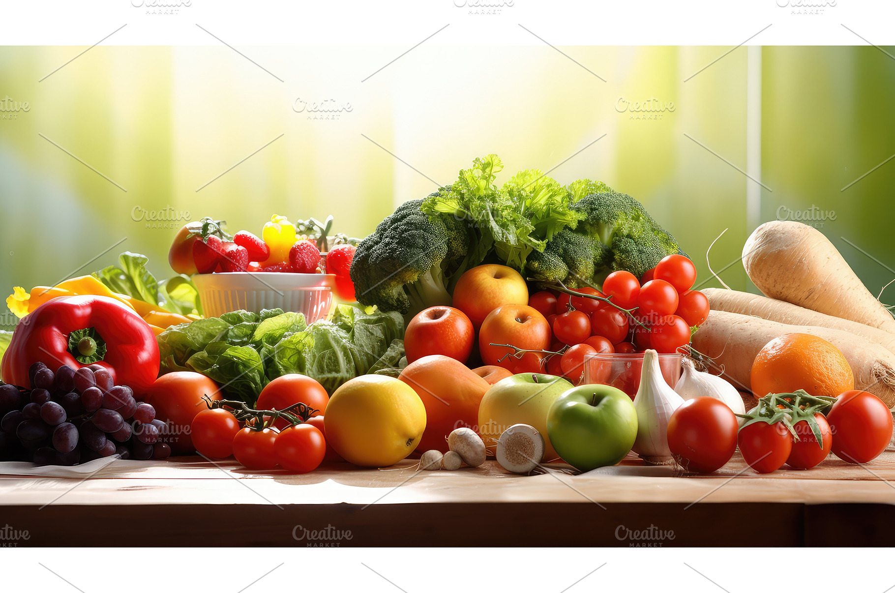 vegan light food background ai, a Food & Drink Photo by pikepicture