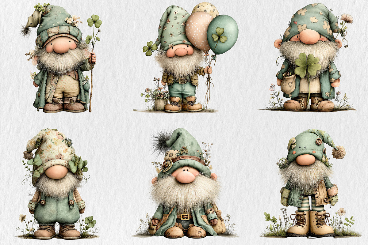 Whimsical St Patrick's Day Gnome Cli, a Seasonal Illustration by Rose Art (Photo 2 of 5)