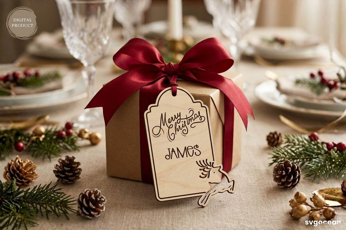 Christmas Gift Tag SVG Bundle, a Decorative Illustration by svgocean (Photo 2 of 17)