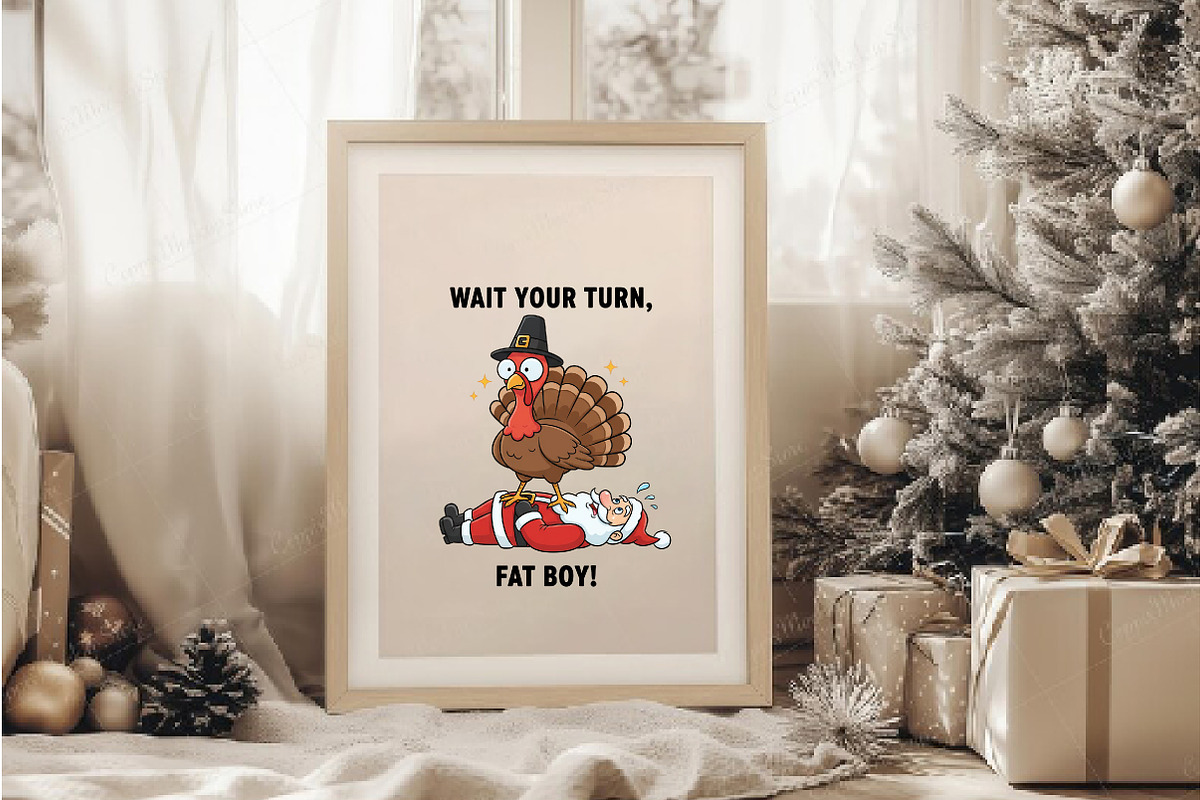 Funny Thanksgiving Turkey and Santa, an Illustration by DreamArtGraphic (Photo 2 of 5)