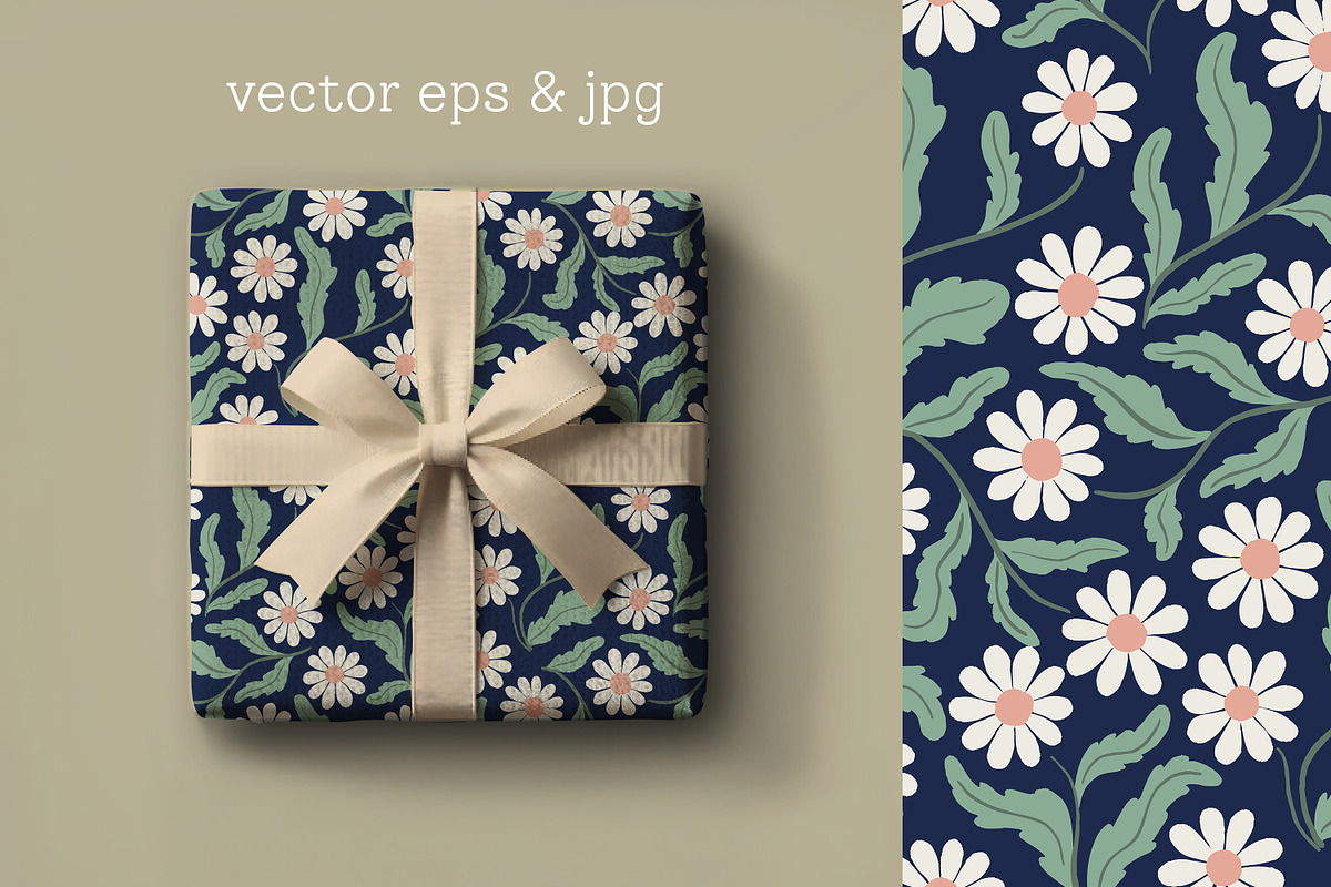 Daisy flowers seamless patterns, a Pattern Graphic by Naty Art (Photo 2 of 6)