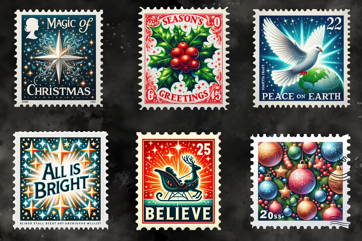 Christmas Greetings Stamp Collection, an Illustration by RobertsArt (Photo 2 of 5)