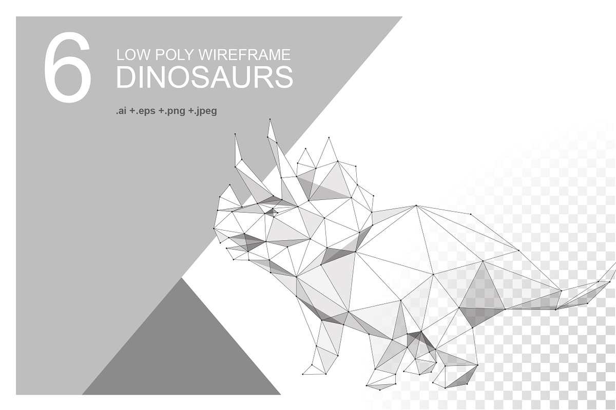 Set of 6 top dinosaurs in poly style, an Animal Illustration by ANTON KHRUPIN ART (Photo 6 of 8)