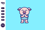 Simple The Pig Greets cartoon vector, an Animal Illustration by Satisfactoons (Thumbnail 3 of 3)