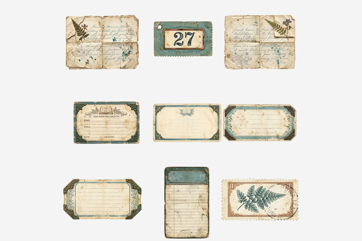 Patina Blue Vintage Ephemera PNG, a Seasonal Illustration by Tanya Kart (Photo 4 of 15)