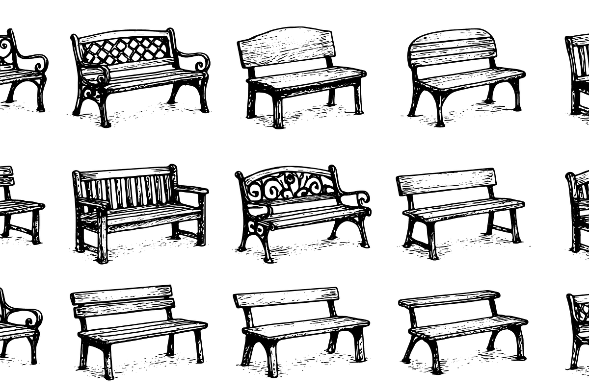 Vintage Park Bench Set, an Object Graphic by RT Studio (Photo 2 of 4)