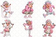 Funny Fitness Grandma Clipart, an Animal Illustration by Black Bird Studio (Thumbnail 5 of 6)