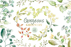 Gorgeous Greenery Illustration set