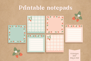 Printable Strawberry Notepads