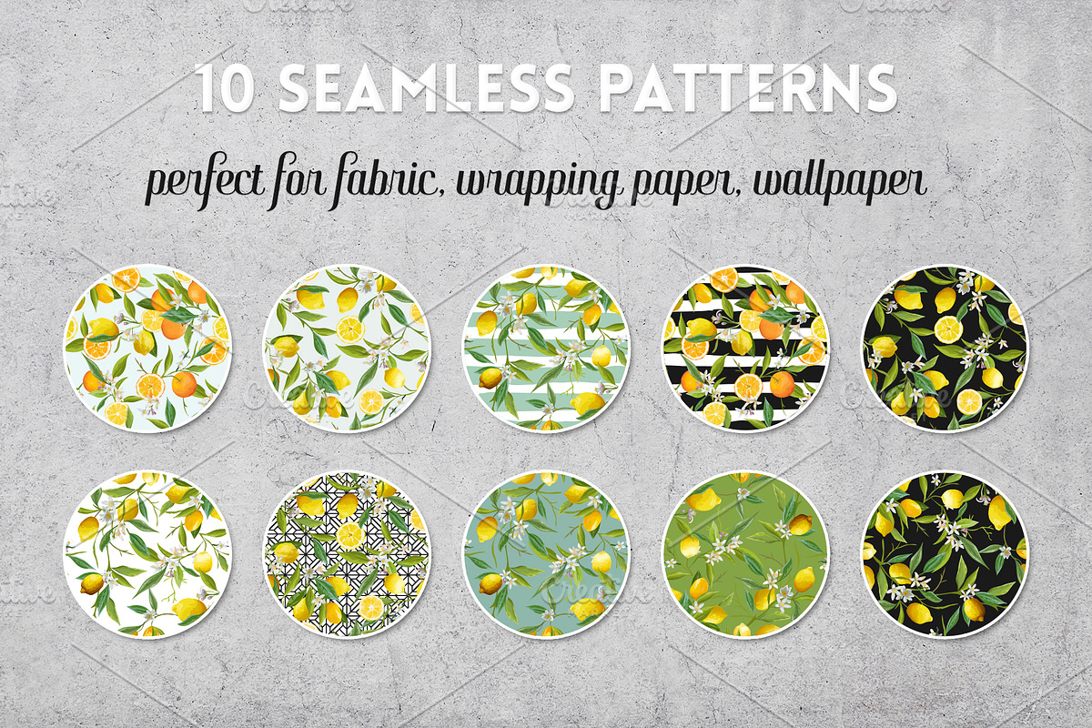 Watercolor Floral Design Set Lemons, an Illustration by Anna Studio (Photo 7 of 11)