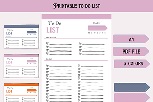 Printable To Do List To-Do Planner