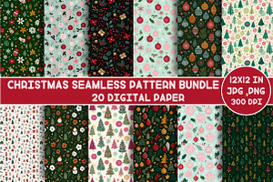 Christmas Seamless Pattern Bundle, a Graphic by Designking