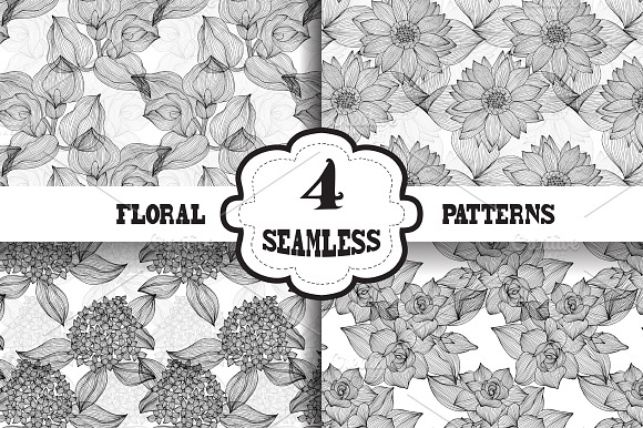 Black and White Floral Patterns(2) preview 6