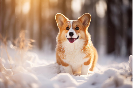 Welsh corgi pembroke enjoying winter, an Animal Photo by Ylivdesign