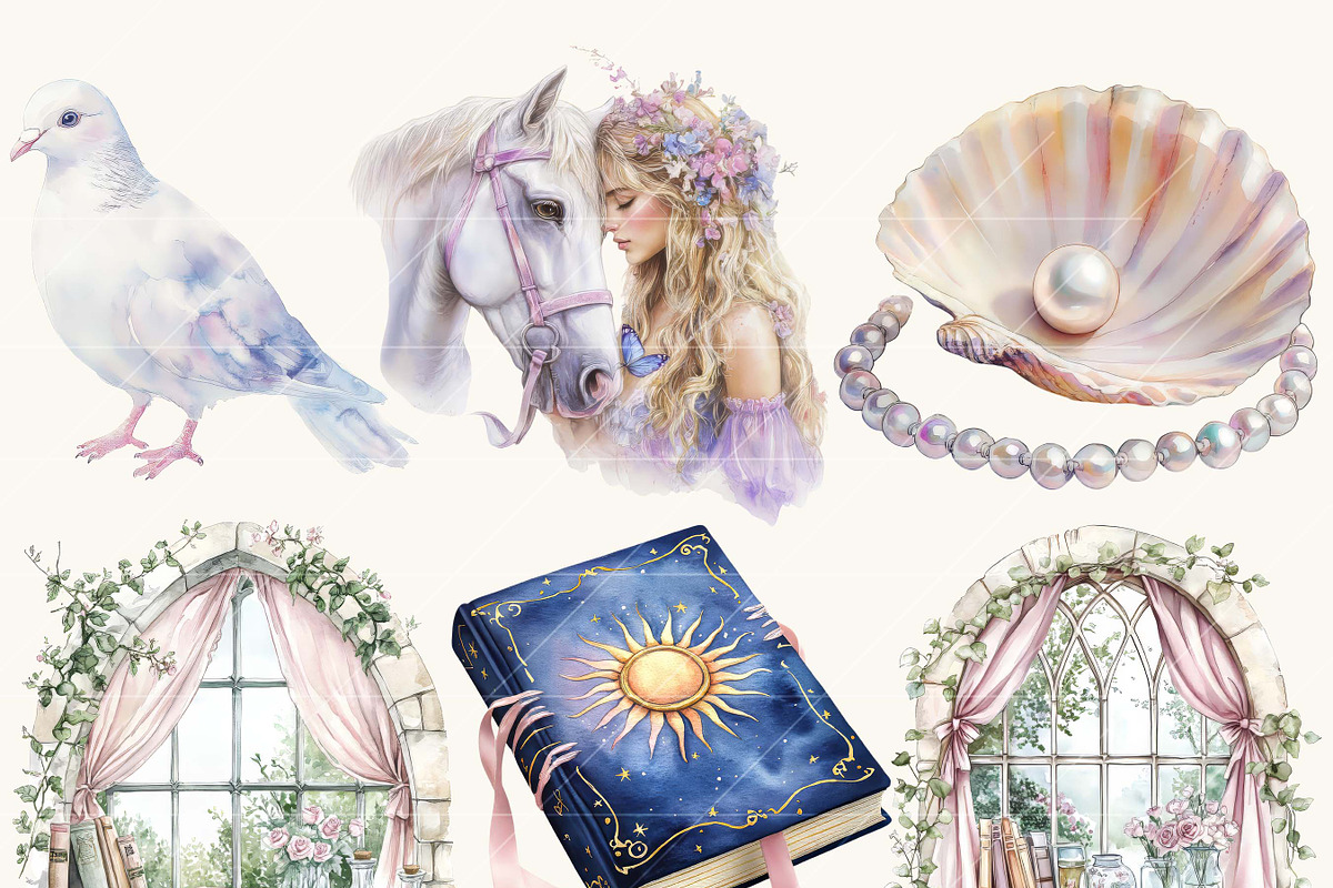 Watercolor Pastel Princess Clipart, a Person Illustration by SparkyDesignsUS (Photo 5 of 9)