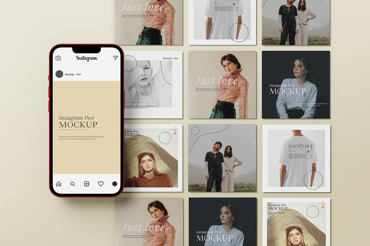Instagram Post Mockup, a Print Template by Tahtagraphic (Photo 4 of 11)