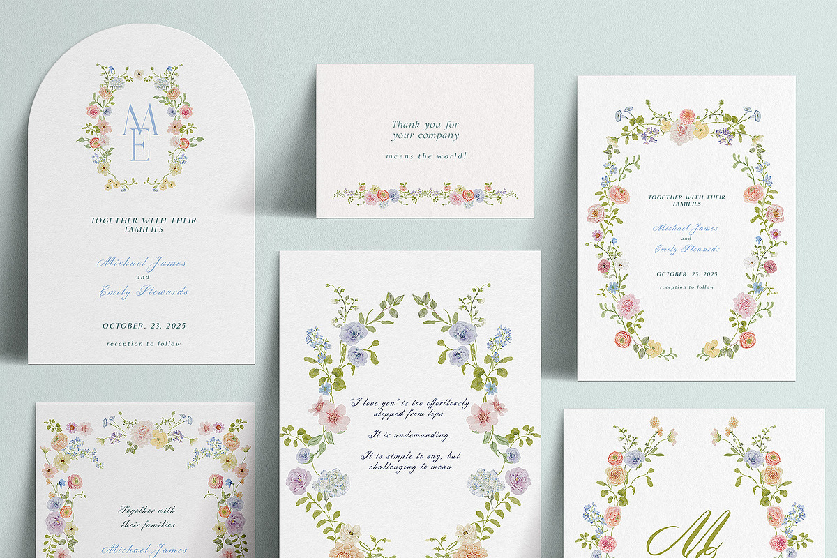 Spring summer pastel flowers clipart, a Decorative Illustration by Grace Noboa Illustrations (Photo 4 of 20)