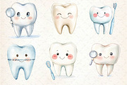 Watercolor Dentist Tooth Clipart, an Illustration by Dream Creation (Thumbnail 4 of 5)