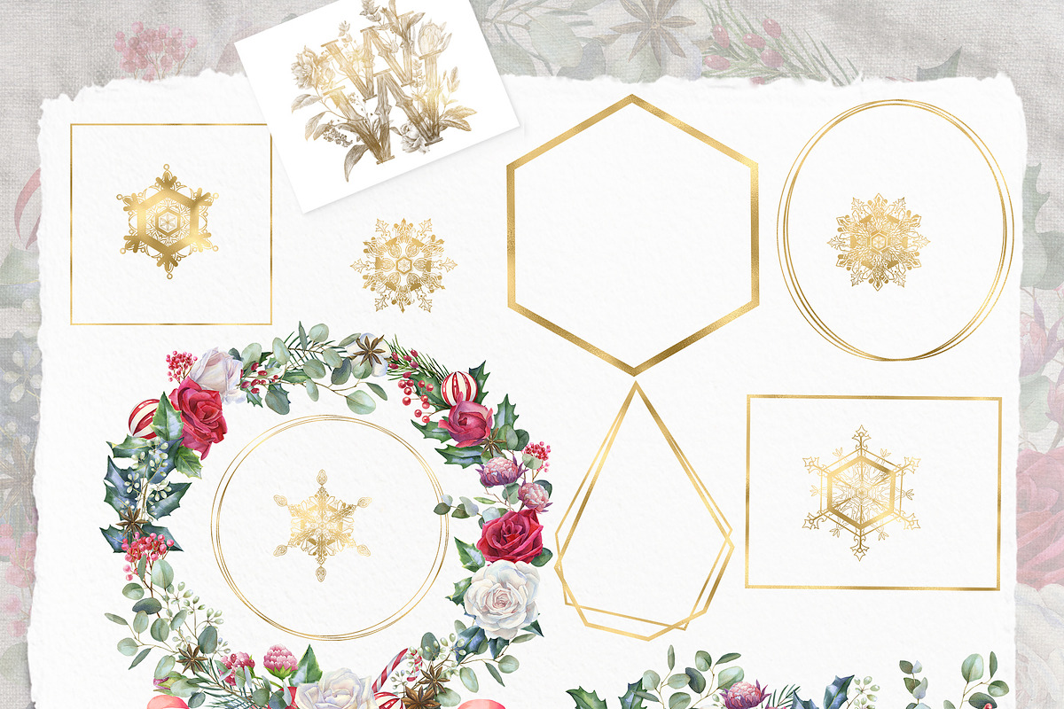 Christmas floral border, png frame, a Decorative Illustration by WonderWonder (Photo 3 of 11)